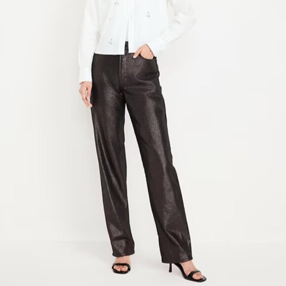 NWT | OLD NAVY | High-Waisted Shine OG Loose Jeans - Picture 1 of 5